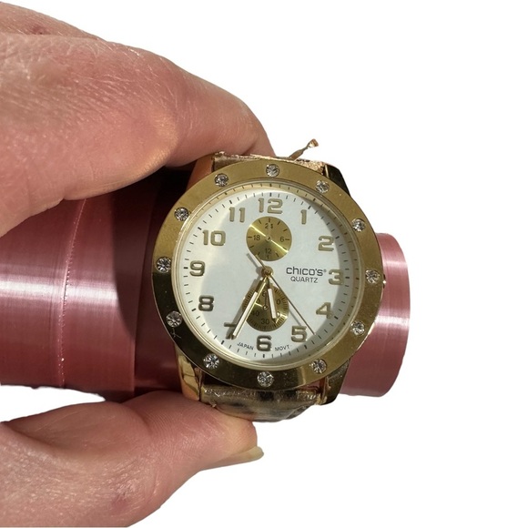 Chicos Womens Gold Tone White Dial Japan Quartz Movement Watch New Battery Flaw* - Picture 2 of 10